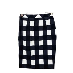 New Banana Republic 00P Petite Black White Gingham Pencil Skirt Career Business